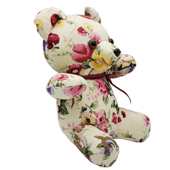 Vintage Milaca Mills Floral Fabric Teddy Bear Plush Stuffed Animal Toy 1989 - Picture 6 of 8